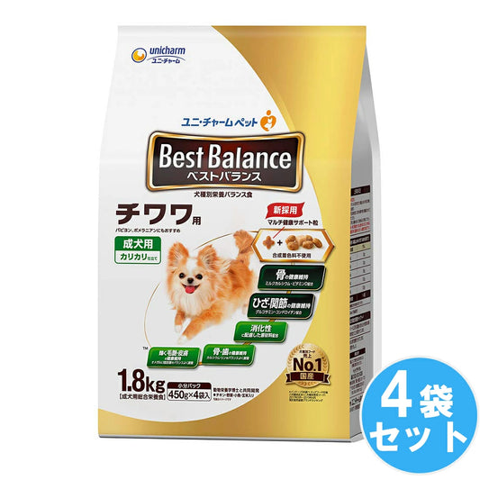 チワワに合わせた専用設計 ドッグフード ベストバランス カリカリ仕立て チワワ用 【1.8kg*4袋セット】 犬用餌 日本製 国産 まとめ買い 送料無料